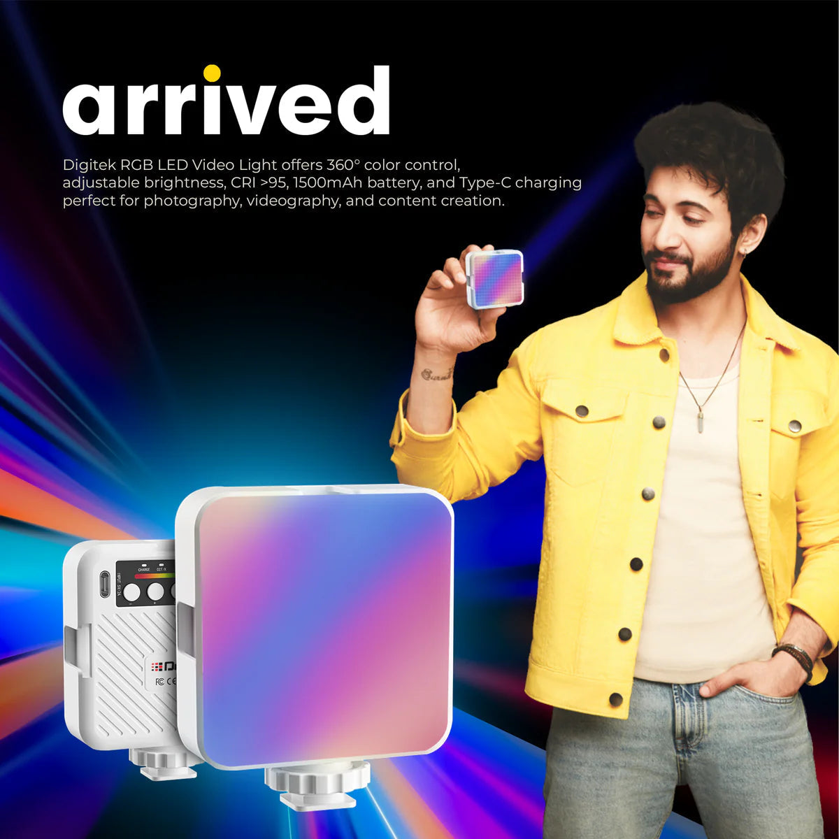 LED-D6W RGB Mini Video Light – Portable, Rechargeable, 360° Color Control for Photo & Video