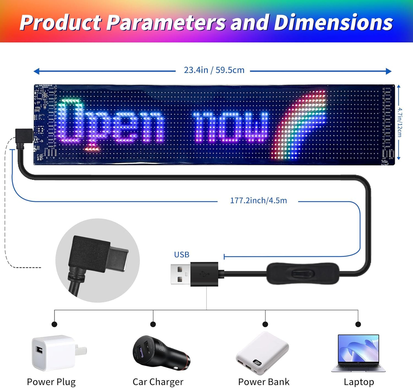Car Led Matrix Display with Remote control and App control mobile application