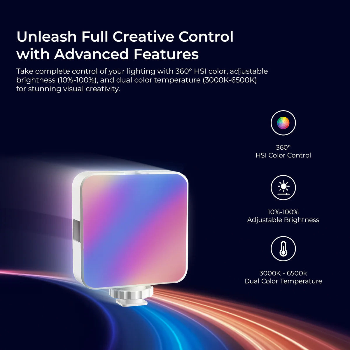 LED-D6W RGB Mini Video Light – Portable, Rechargeable, 360° Color Control for Photo & Video