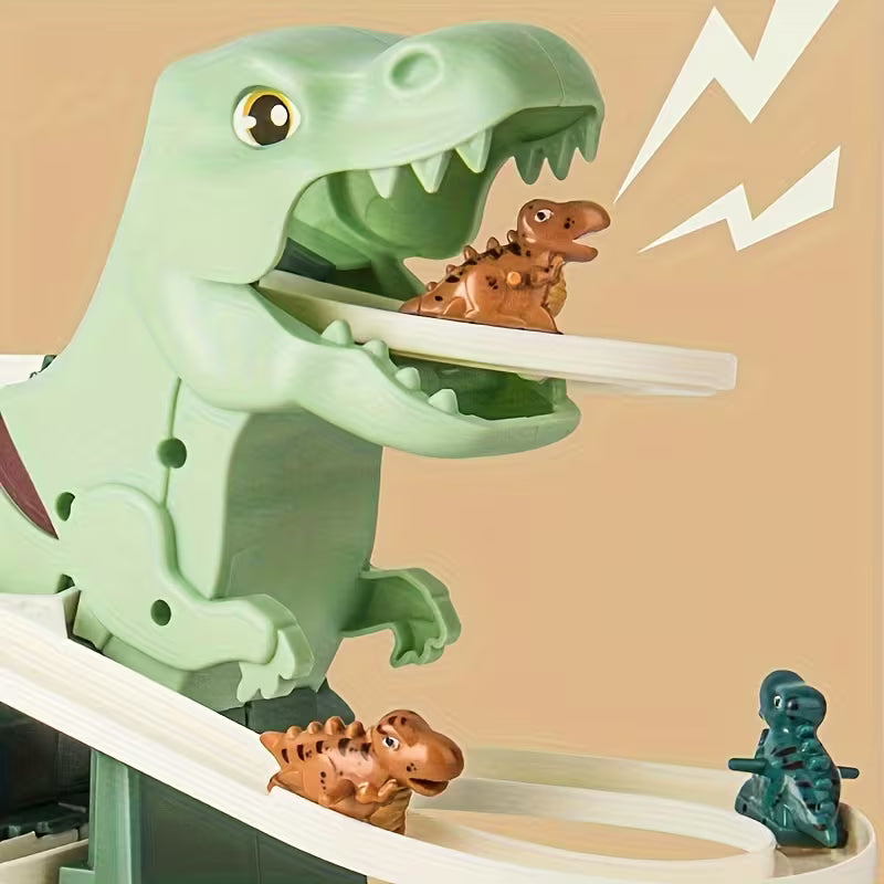 Dinosaur Climbing Slide Toy, Paired with 3 Dinosaur Cars - Jurassic Themed Game Experience for Little Explorer!