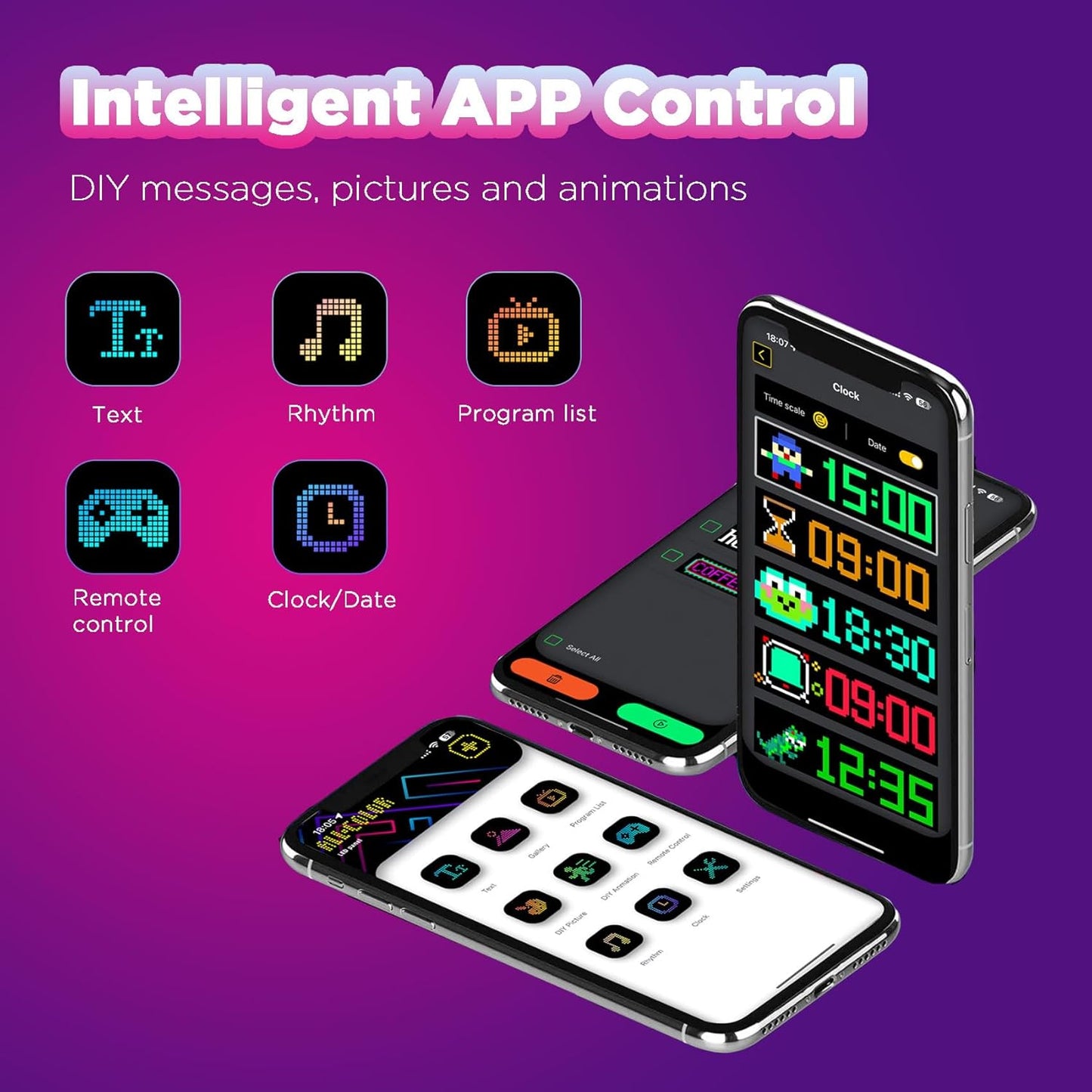 Car Led Matrix Display with Remote control and App control mobile application