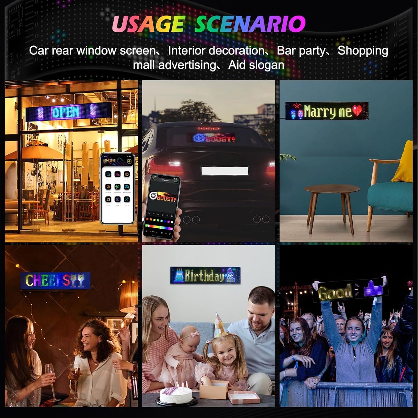 Car Led Matrix Display with Remote control and App control mobile application