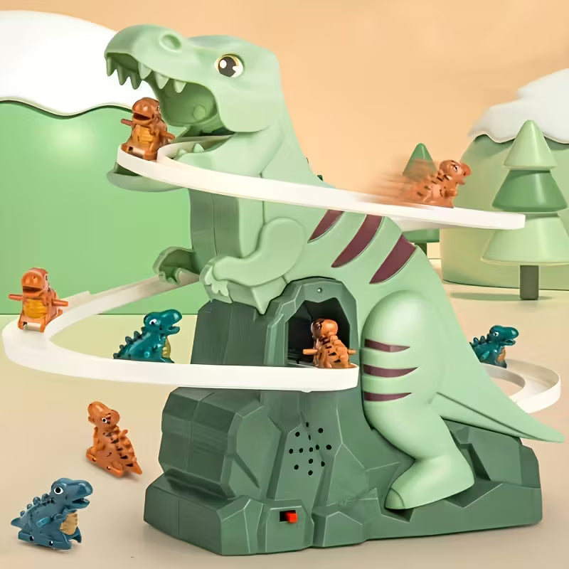 Dinosaur Climbing Slide Toy, Paired with 3 Dinosaur Cars - Jurassic Themed Game Experience for Little Explorer!