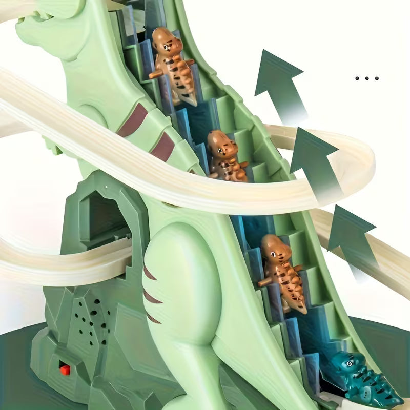 Dinosaur Climbing Slide Toy, Paired with 3 Dinosaur Cars - Jurassic Themed Game Experience for Little Explorer!
