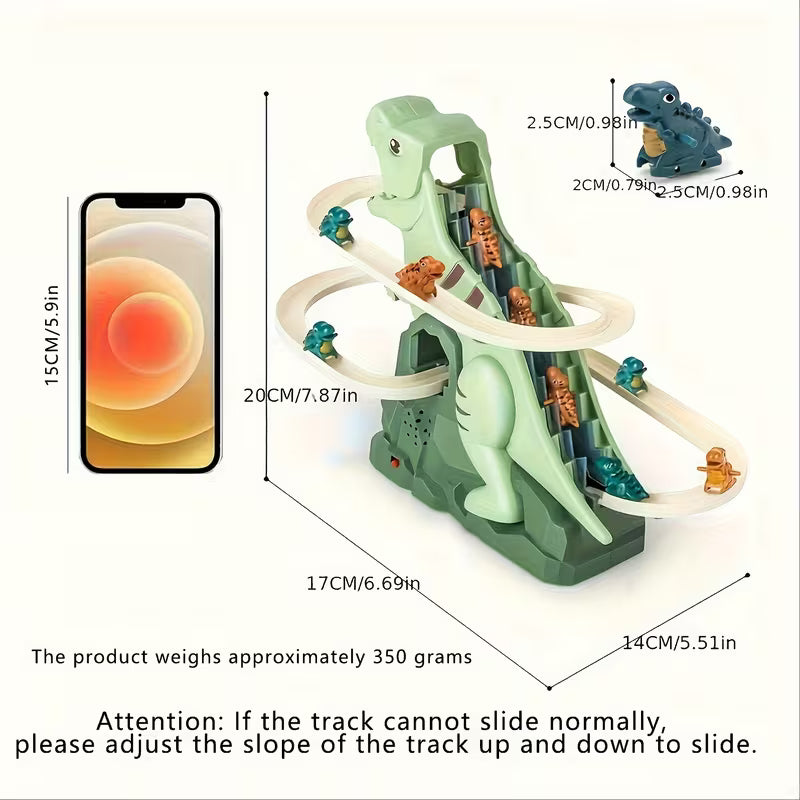 Dinosaur Climbing Slide Toy, Paired with 3 Dinosaur Cars - Jurassic Themed Game Experience for Little Explorer!