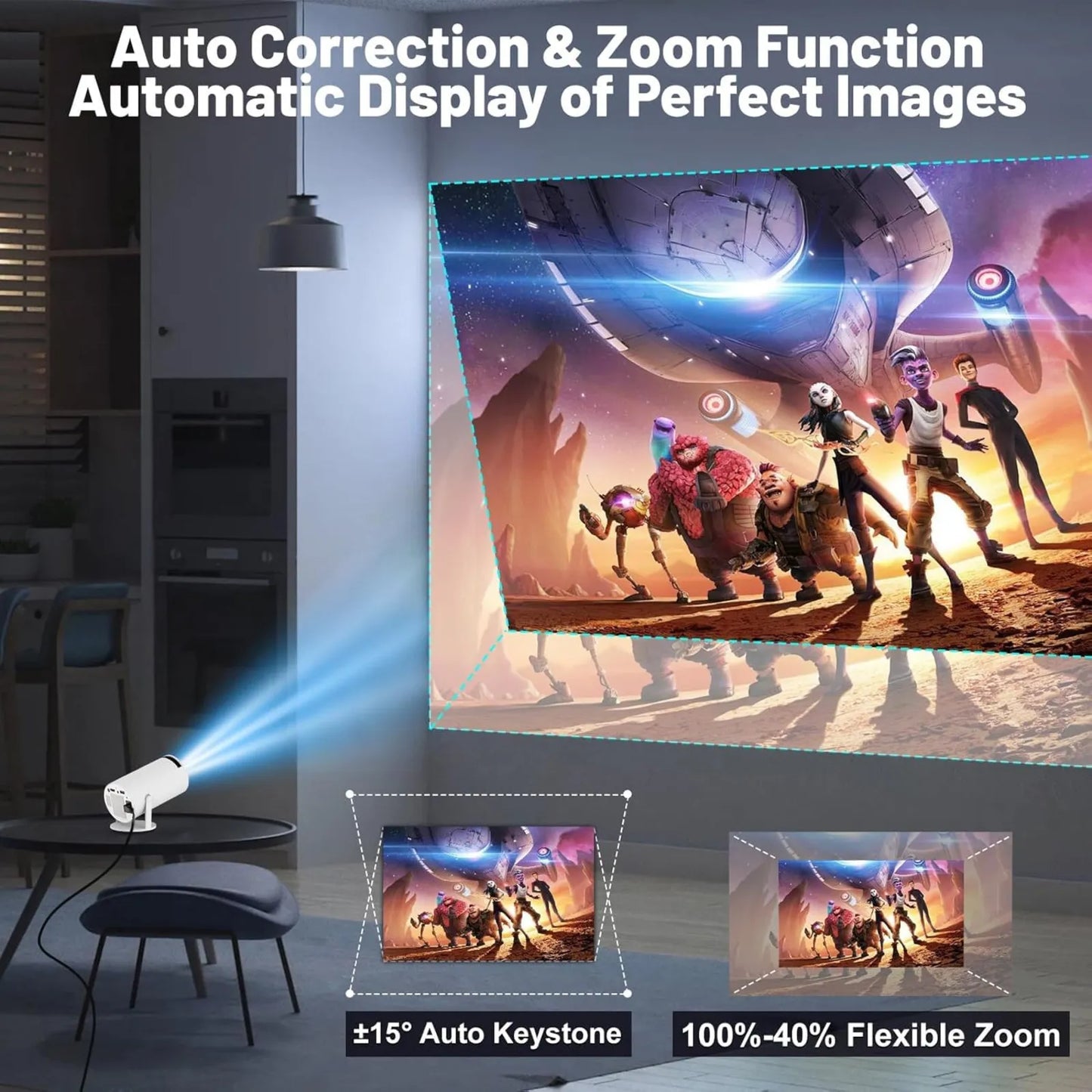 Mini Smart Projector for Home with Adjustable Stand | HD Portable Projector for Movies, Gaming & Home Entertainment