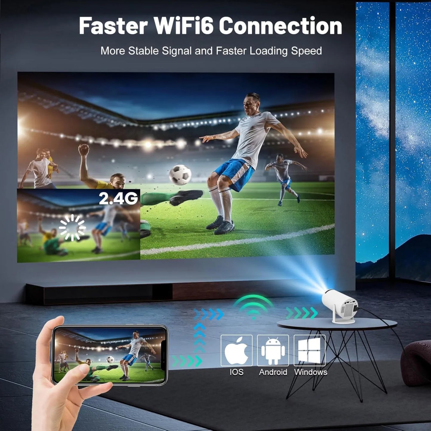 Mini Smart Projector for Home with Adjustable Stand | HD Portable Projector for Movies, Gaming & Home Entertainment