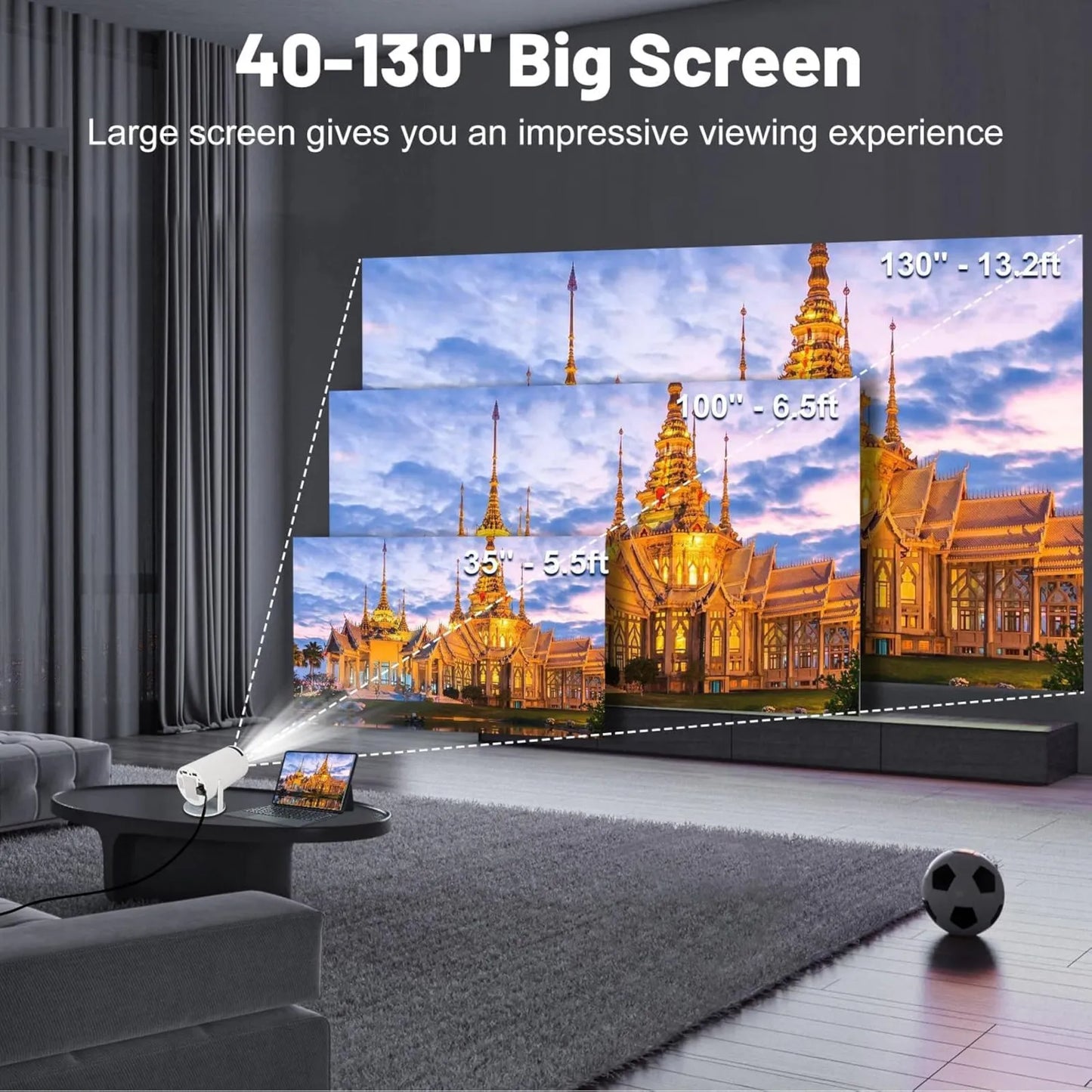 Mini Smart Projector for Home with Adjustable Stand | HD Portable Projector for Movies, Gaming & Home Entertainment